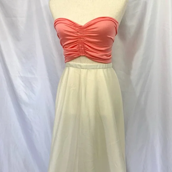 Vintage 70’s Handmade Off White High Waisted Maxi Skirt Medium Large - Picture 4 of 5